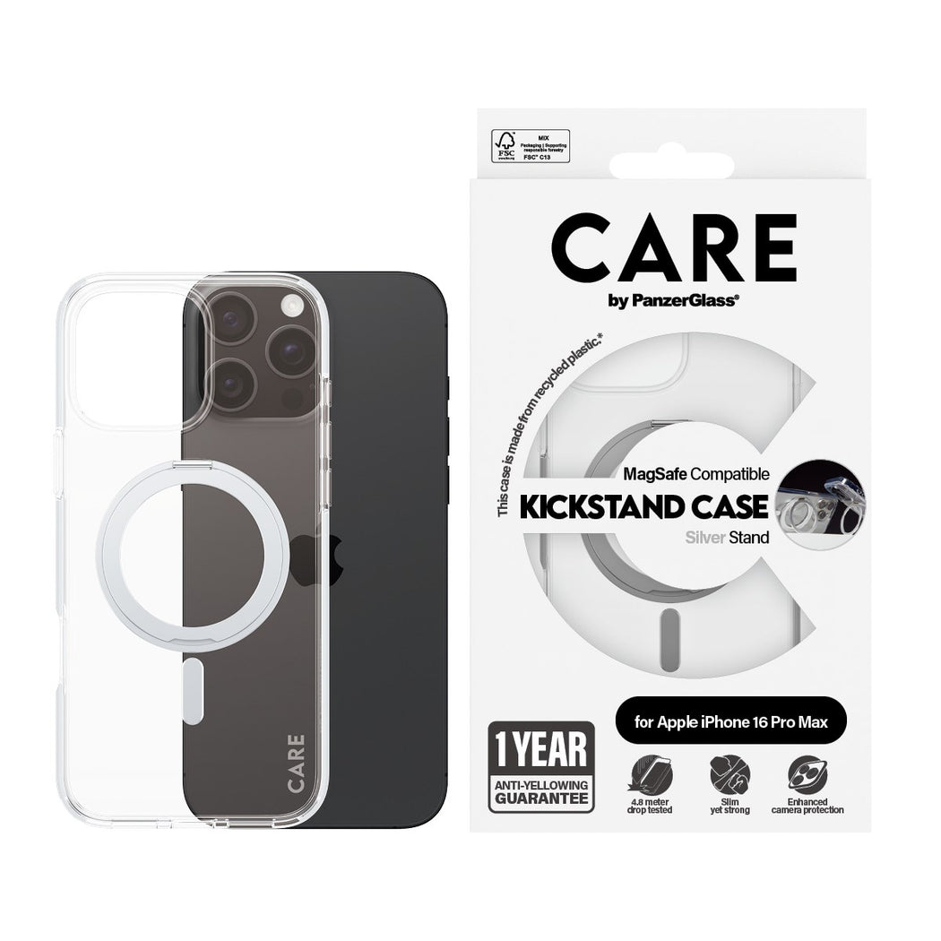 CARE by PanzerGlass® Case Feature Silver Kickstand & MagSafe iPhone 16 Series
