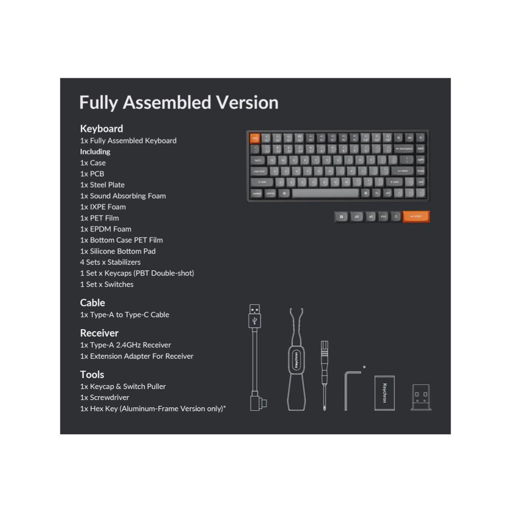 Keychron K2 Max ANSI 75% layout 81 Key Full Assembled Banana Switch RGB Backlight Hot-Swap Keychron Super Banana Wireless / Wired / 2.4GHz Normal Profile QMK Custom Keyboard