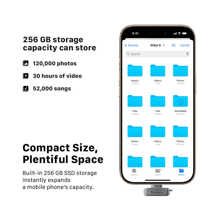 ADAM elements iKlips S USB-C Nano Touch Fingerprint SSD 256G (Grey)
