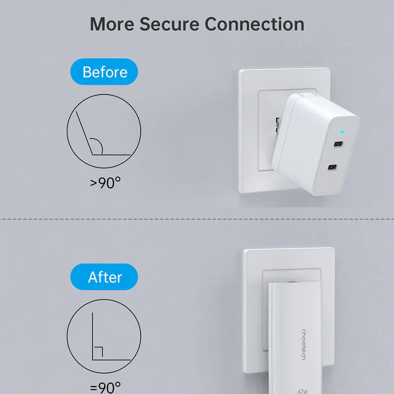 Choetech PD6011 PD67W GAN Ultra Thin A+C Wall Charger