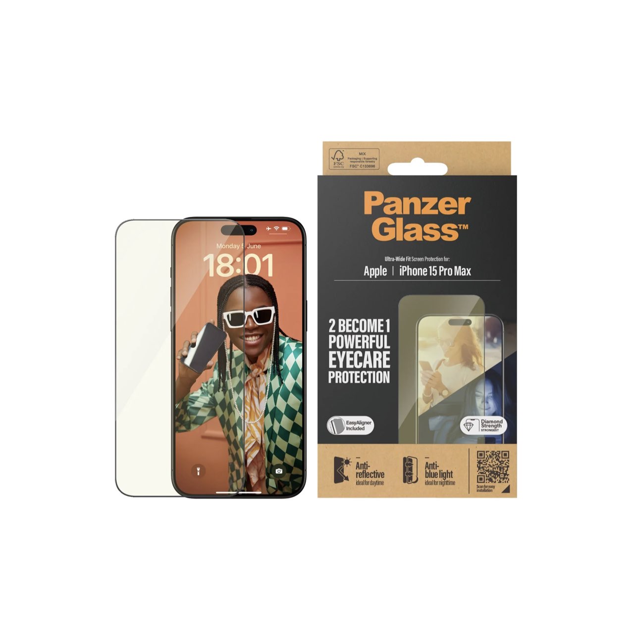 PANZERGLASS APPLE IPHONE 15 PRO / 15 PRO MAX UWF ANTI-REFLECTIVE & BLUELIGHT