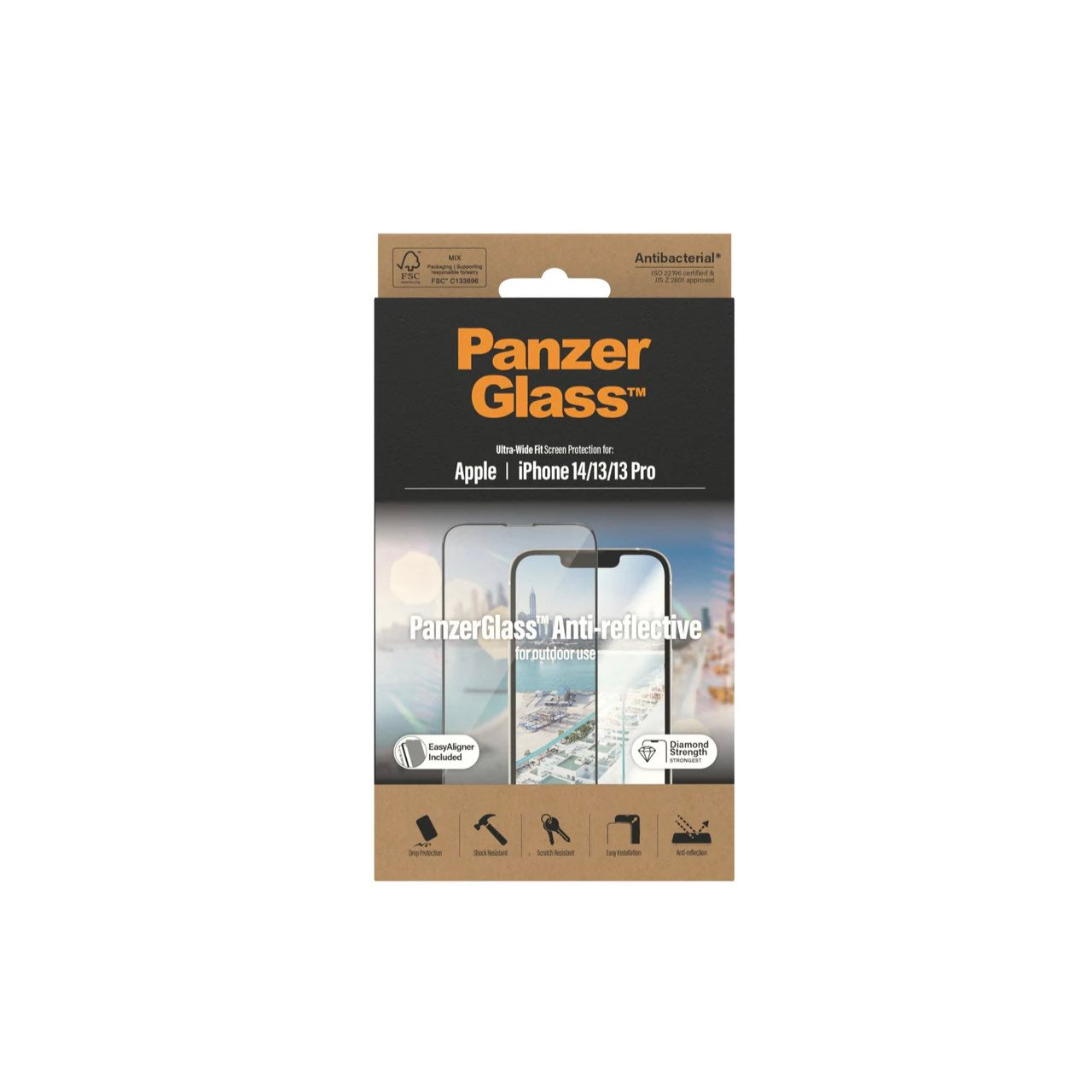 PANZERGLASS FOR IPHONE 13 & 14 SERIES UWF ANTI-GLARE/ REFLECTIVE AB W. APPLICATOR