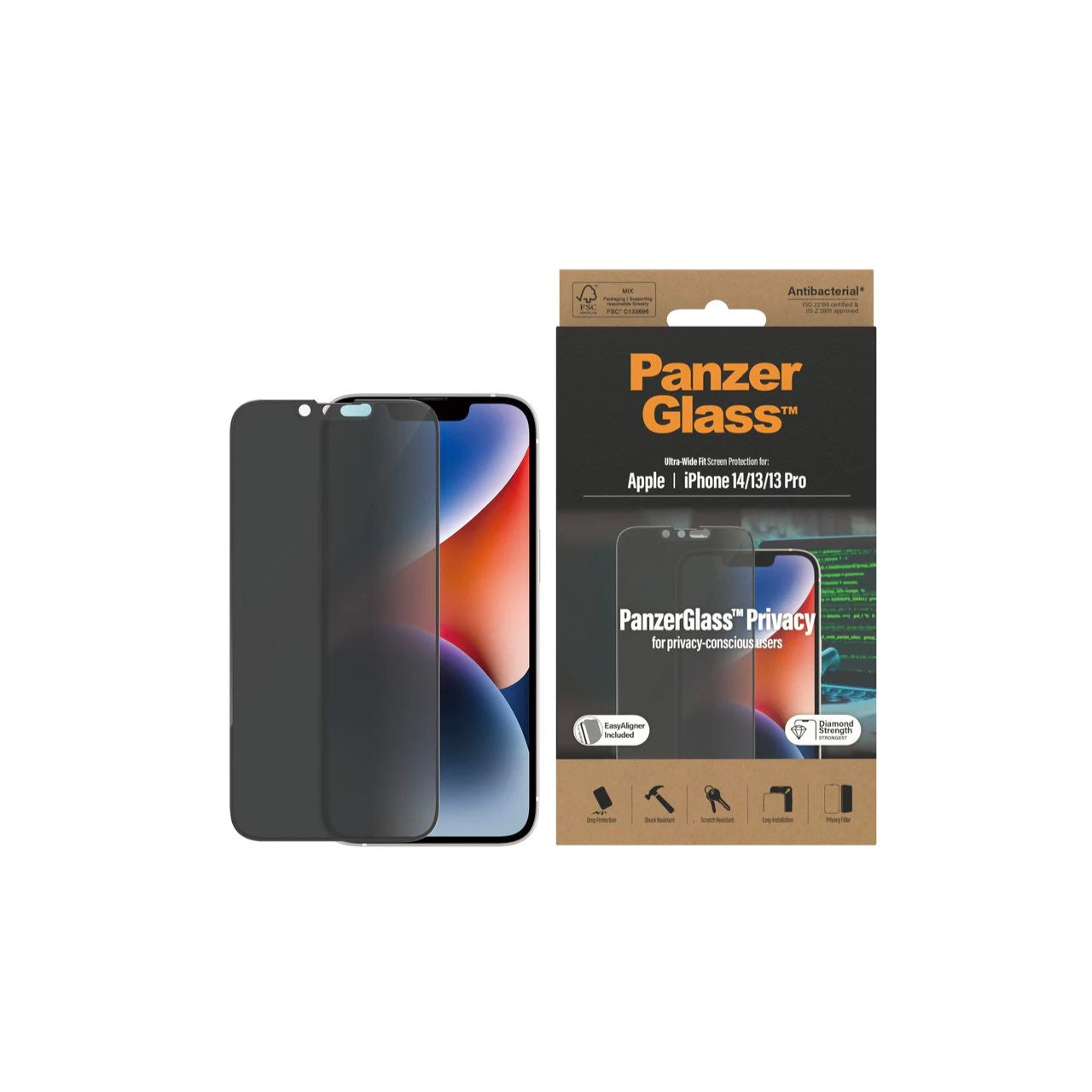 PANZERGLASS FOR IPHONE 13 & 14 SERIES UWF PRIVACY AB