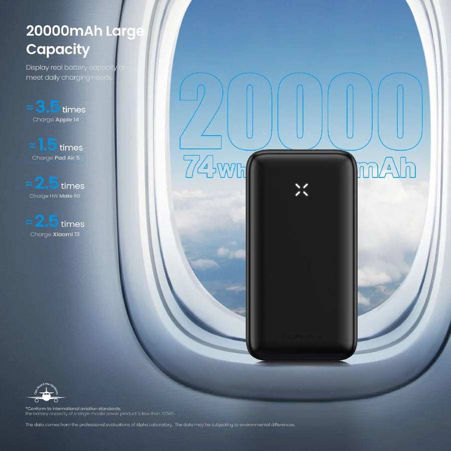 ALPHA 20000mAh powerbank with build-in Type C and Lightning Cable