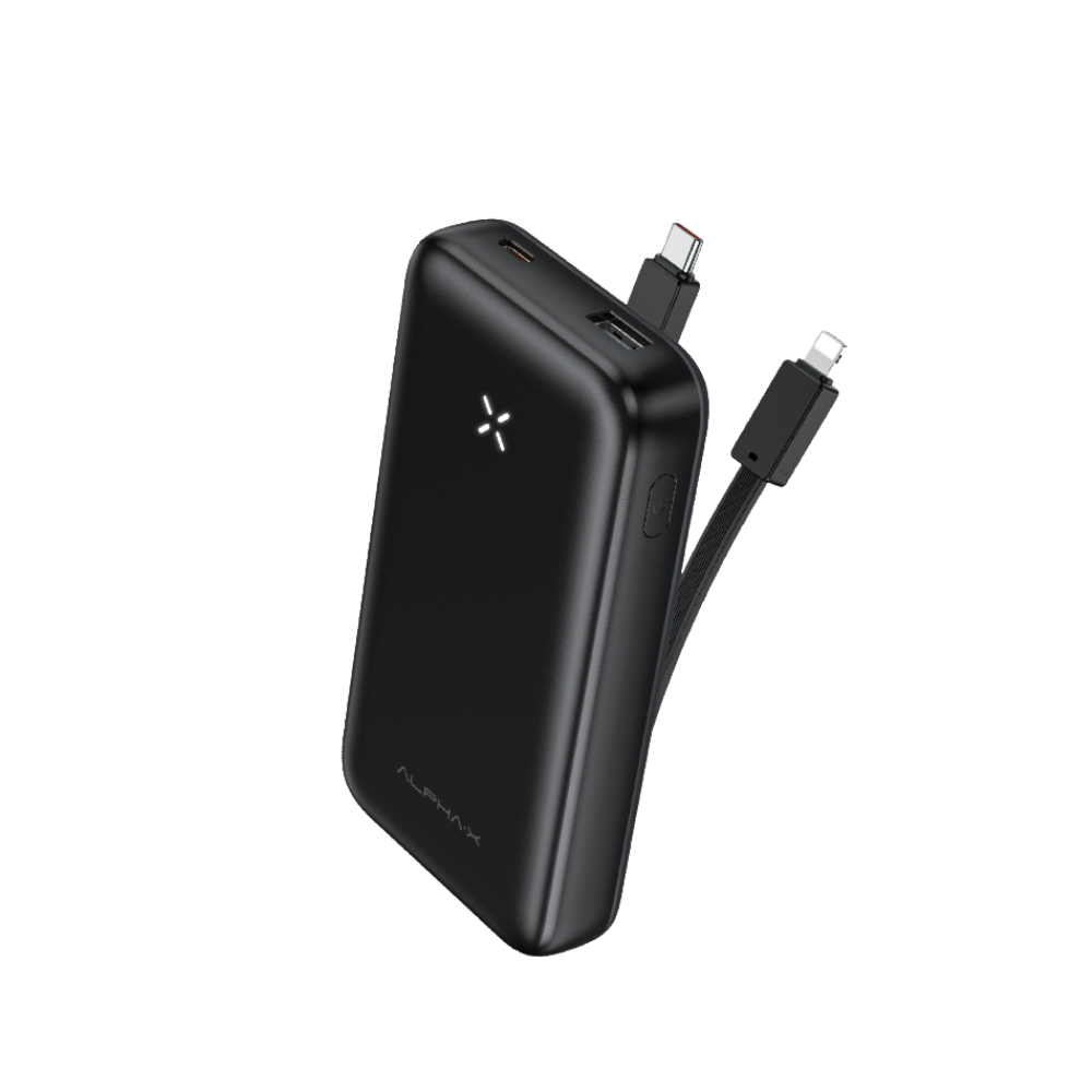 ALPHA 10000mAh powerbank with build-in Type C and Lightning Cable