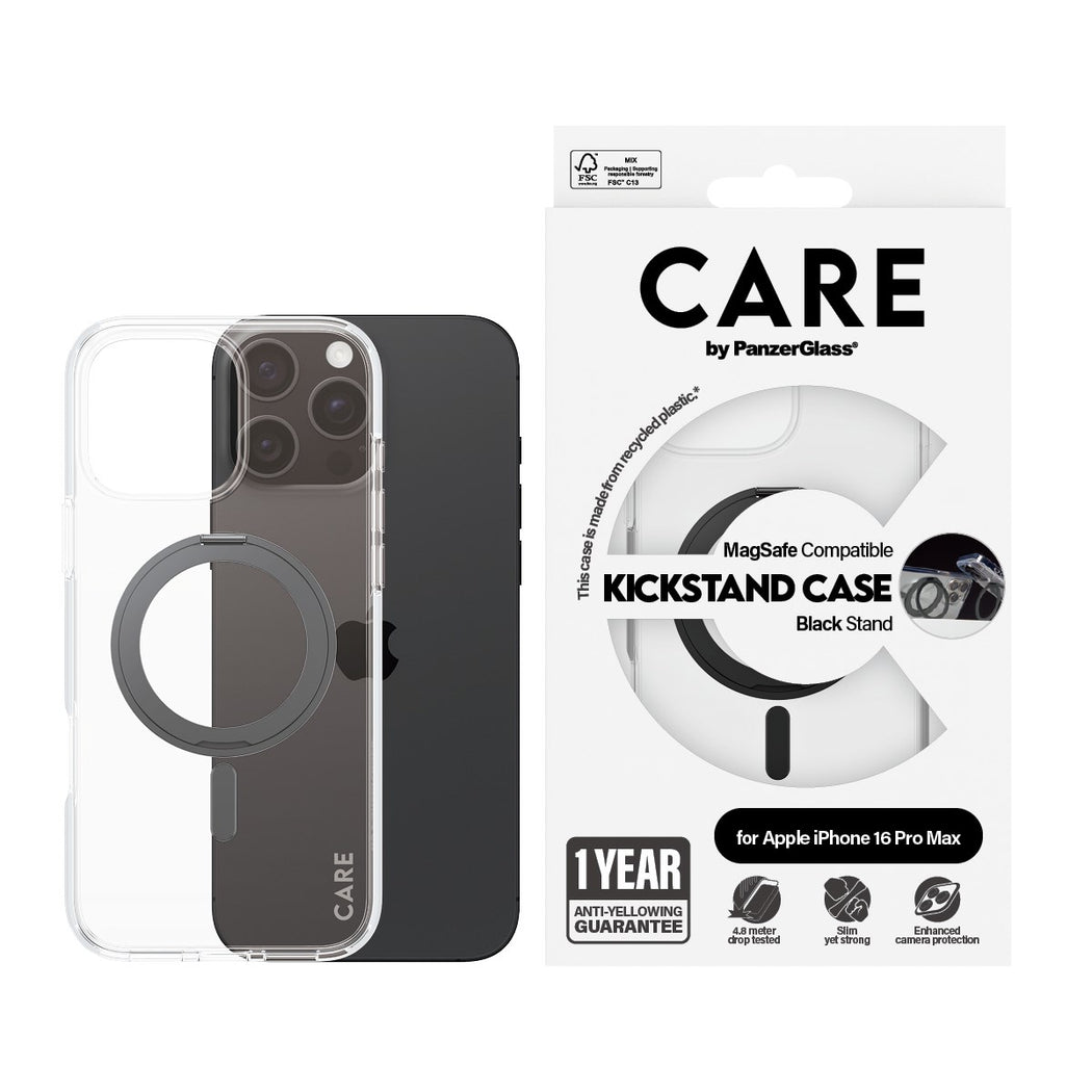 CARE by PanzerGlass® Case Feature Black Kickstand & MagSafe iPhone 16 Pro / 16 Pro Max