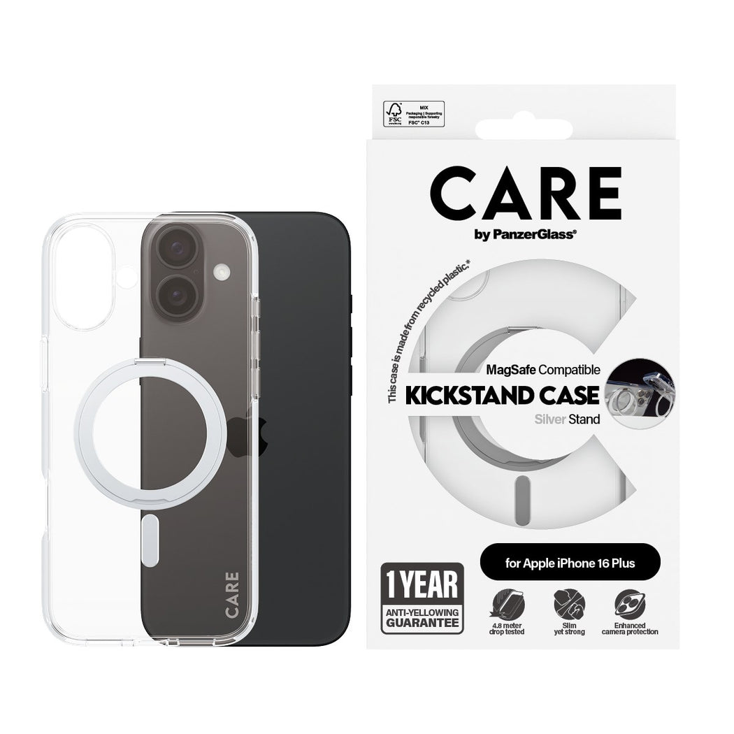 CARE by PanzerGlass® Case Feature Silver Kickstand & MagSafe iPhone 16 Series