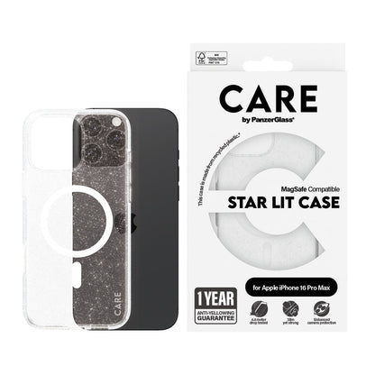 CARE by PanzerGlass® Case Flagship Star Lit w. White MagSafe iPhone 16 Series