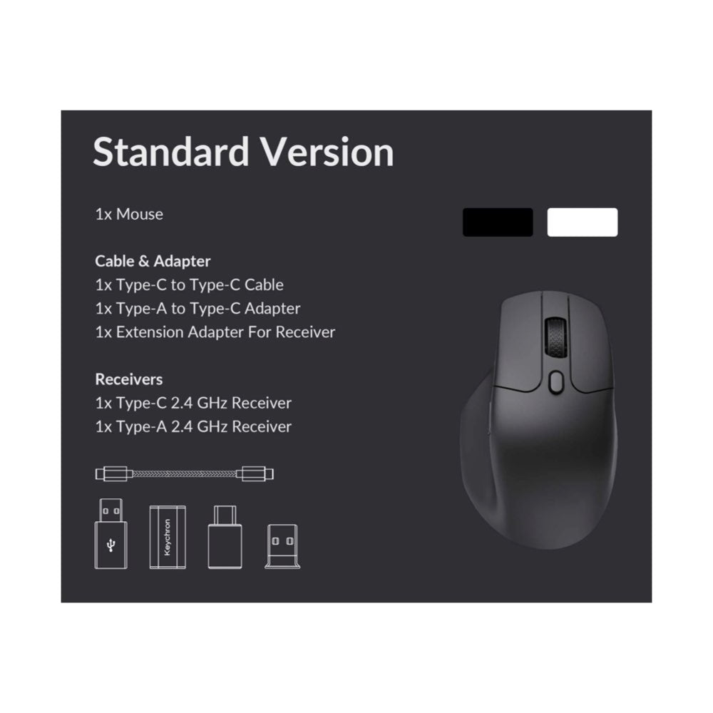Keychron M6 - 78g - Non-backlit BT/2.4GHz/Wired Mouse