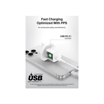 Belkin 25W USB-C PD Wall Charger with PPS, White
