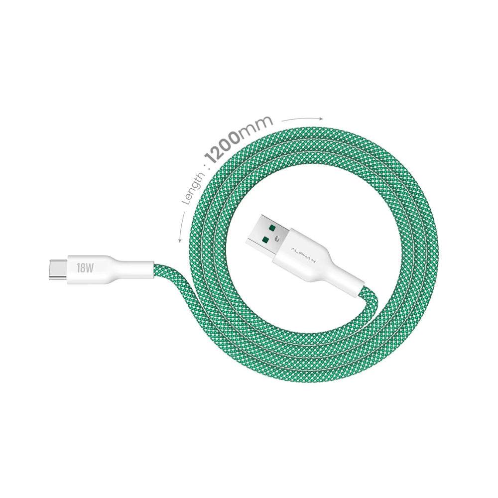 ALPHA Cable USB to Type C - Green (ALUSB-2C (A to C) (30W)