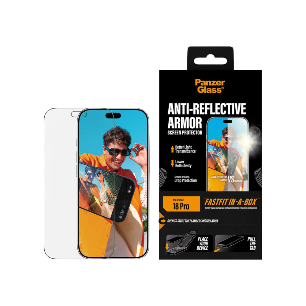 PanzerGlass Apple iPhone 18 Pro / Pro Max w. Fastfit In-A-Box - Anti-Reflective Armor