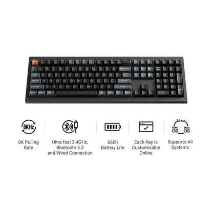 Keychron V6 Ultra 8K ANSI Full-Size BT/ 2.4Ghz/ Wired Keyboard - Silk POM Red Switch