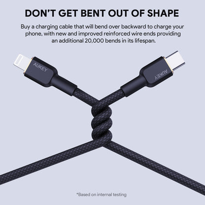Aukey 1m Armid Fiber Core USB-C toLightnning Cable