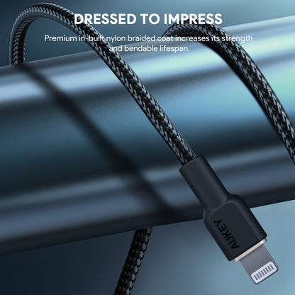 Aukey 1m Armid Fiber Core USB-C toLightnning Cable
