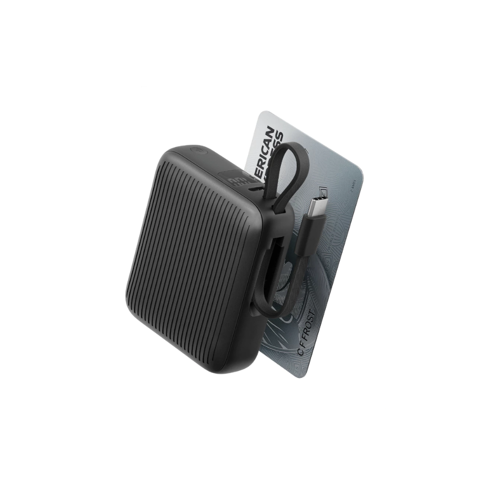 Energea Integra Mini 35, 10000mAh Powerbank with Built In USB-C Cable PD35W - Gunmetal