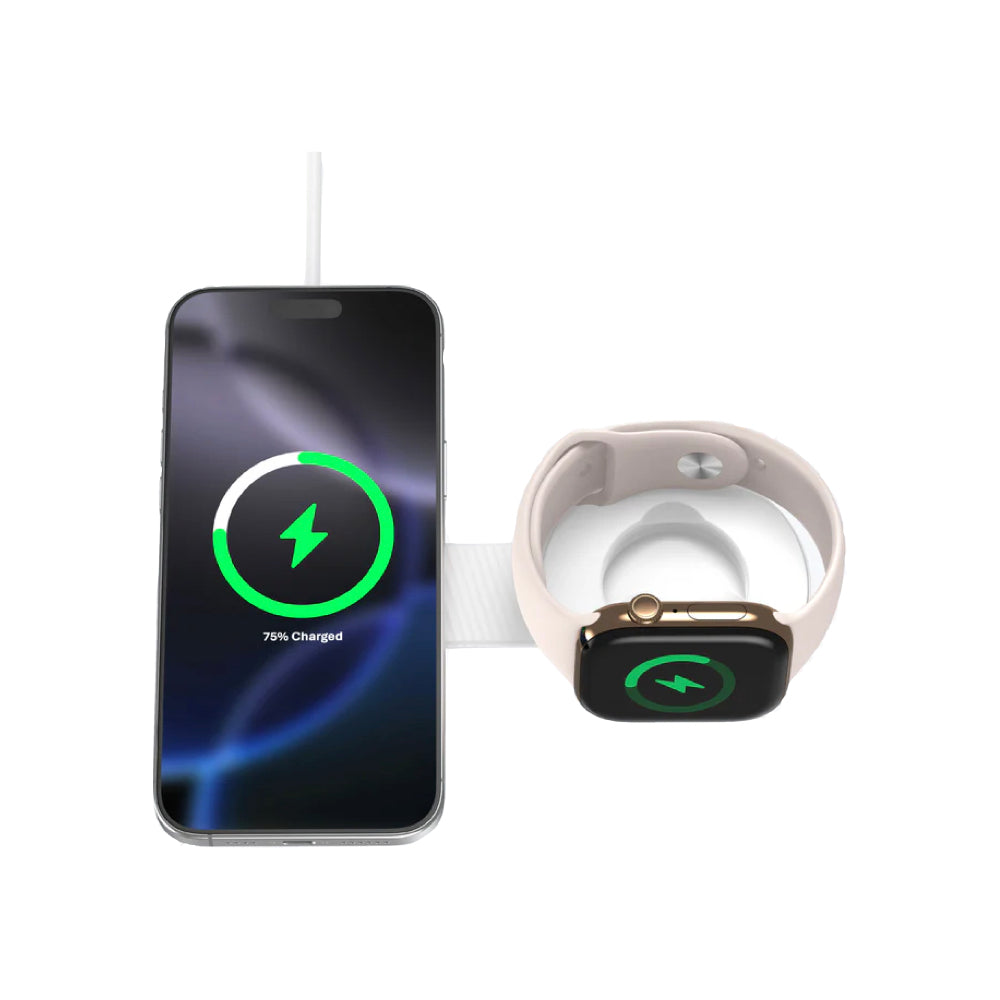 Mazer MagPadDuo 2in1 qi2 Foldable Wireless Charging Pad - White