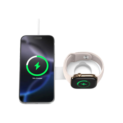 Mazer MagPadDuo 2in1 qi2 Foldable Wireless Charging Pad - White