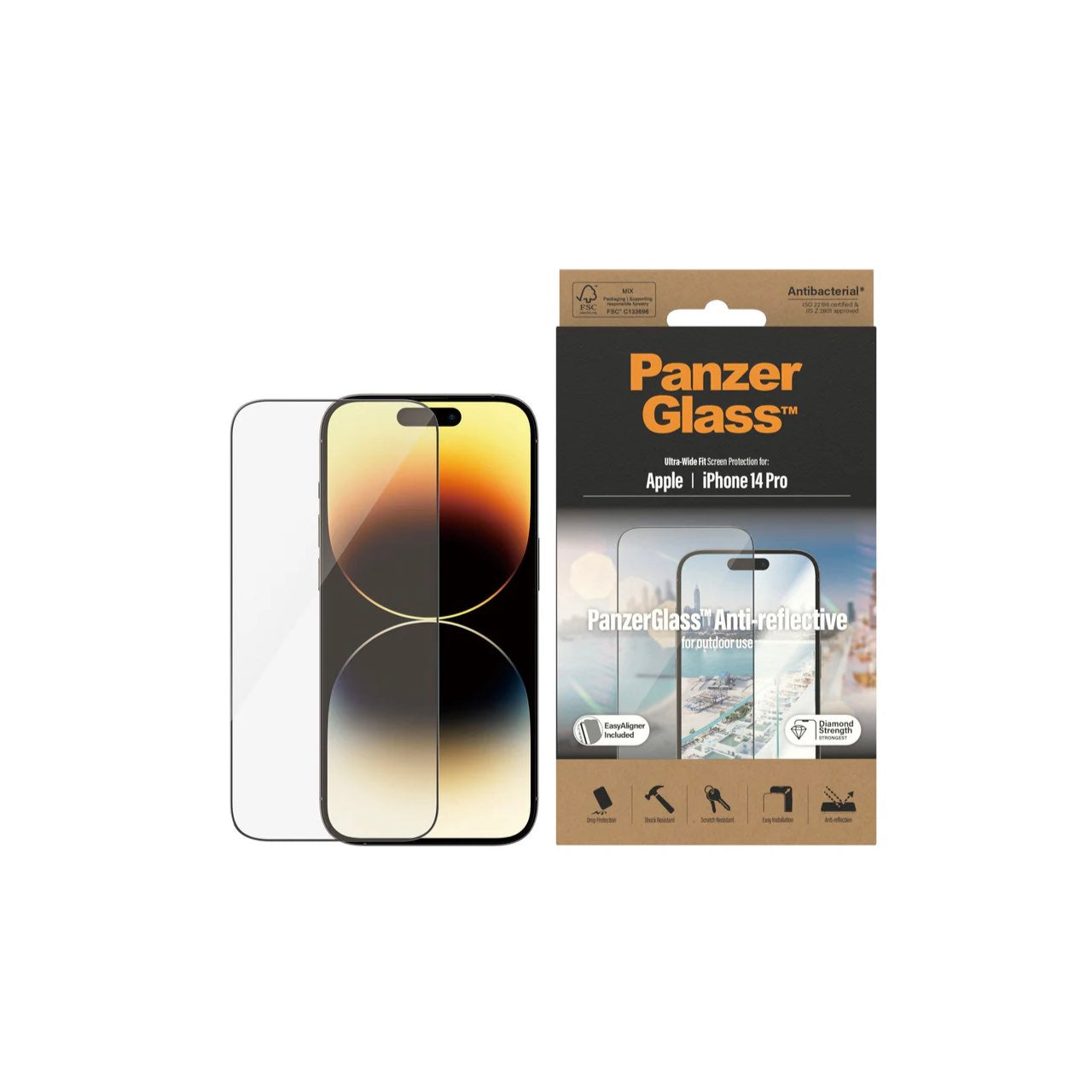 PANZERGLASS FOR IPHONE 13 & 14 SERIES UWF ANTI-GLARE/ REFLECTIVE AB W. APPLICATOR