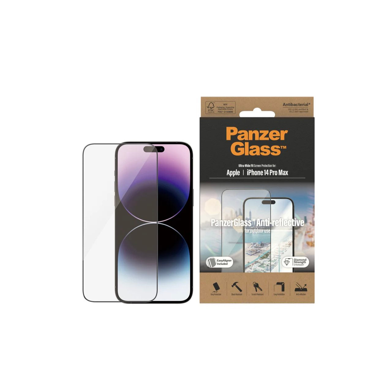 PANZERGLASS FOR IPHONE 13 & 14 SERIES UWF ANTI-GLARE/ REFLECTIVE AB W. APPLICATOR