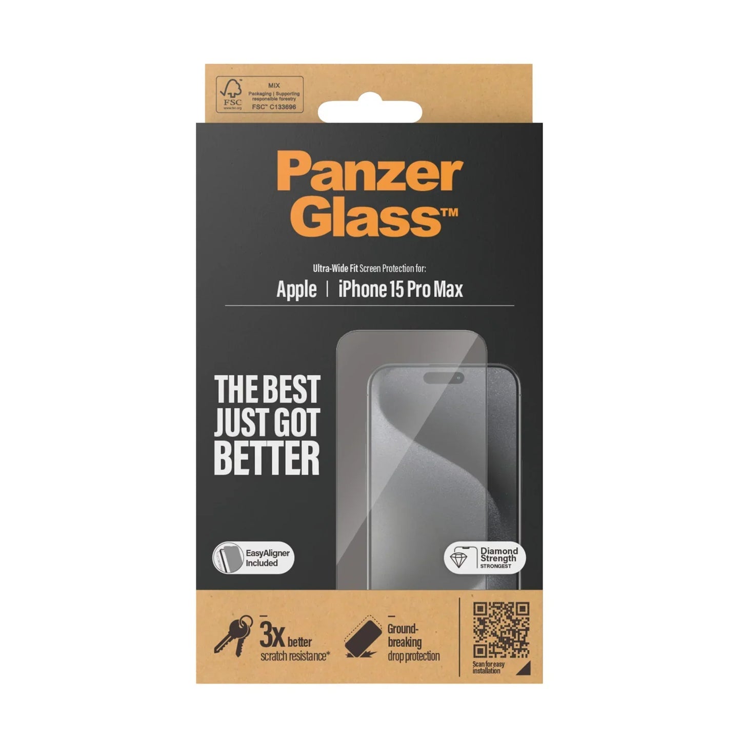 PanzerGlass Ultra-Wide Fit Clear Screen Protector (iPhone 15 Series) - iPhone 15 Pro Max