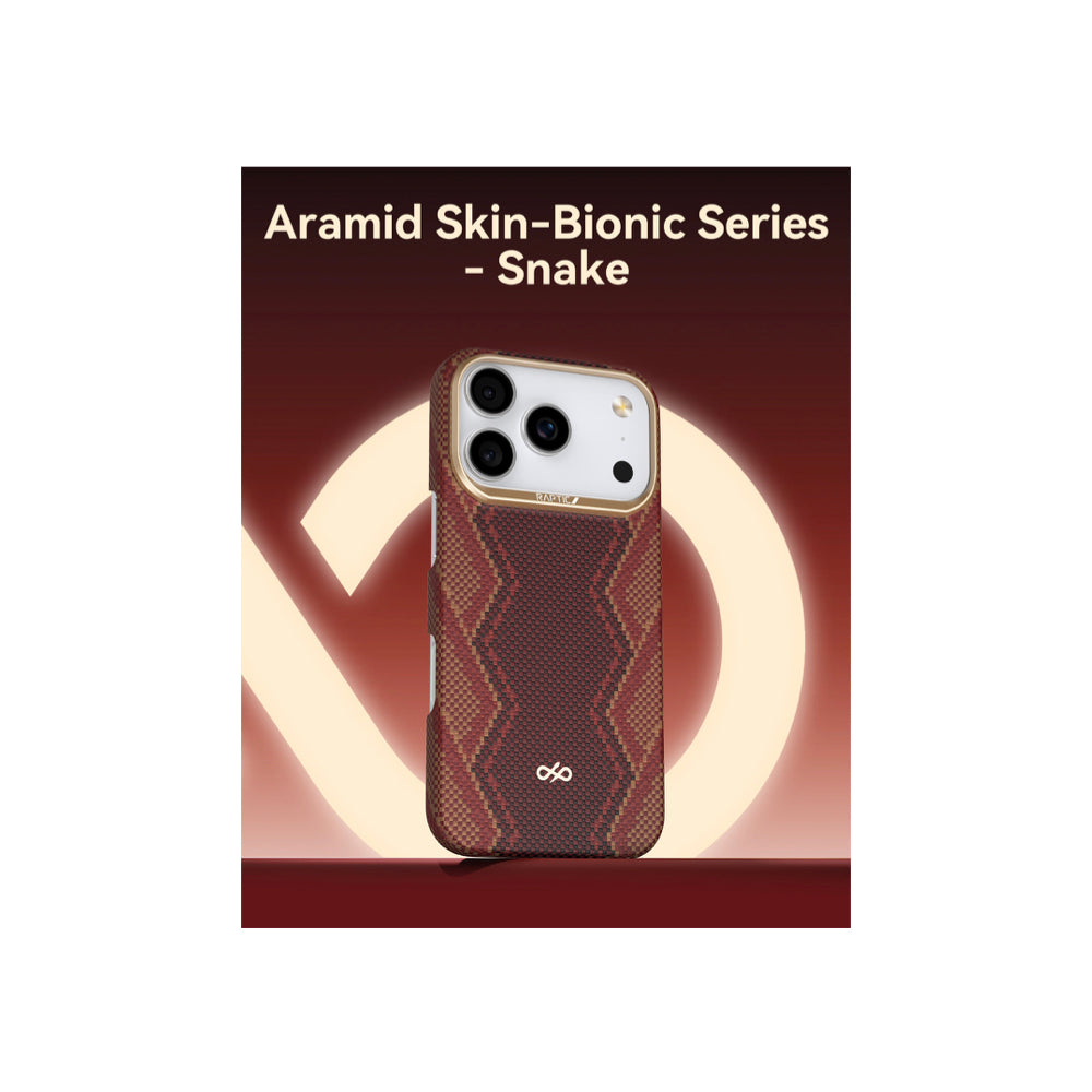 Raptic Aramid Fiber Skin-Bionic Magsafe Case for iPhone 17 Pro - Snake