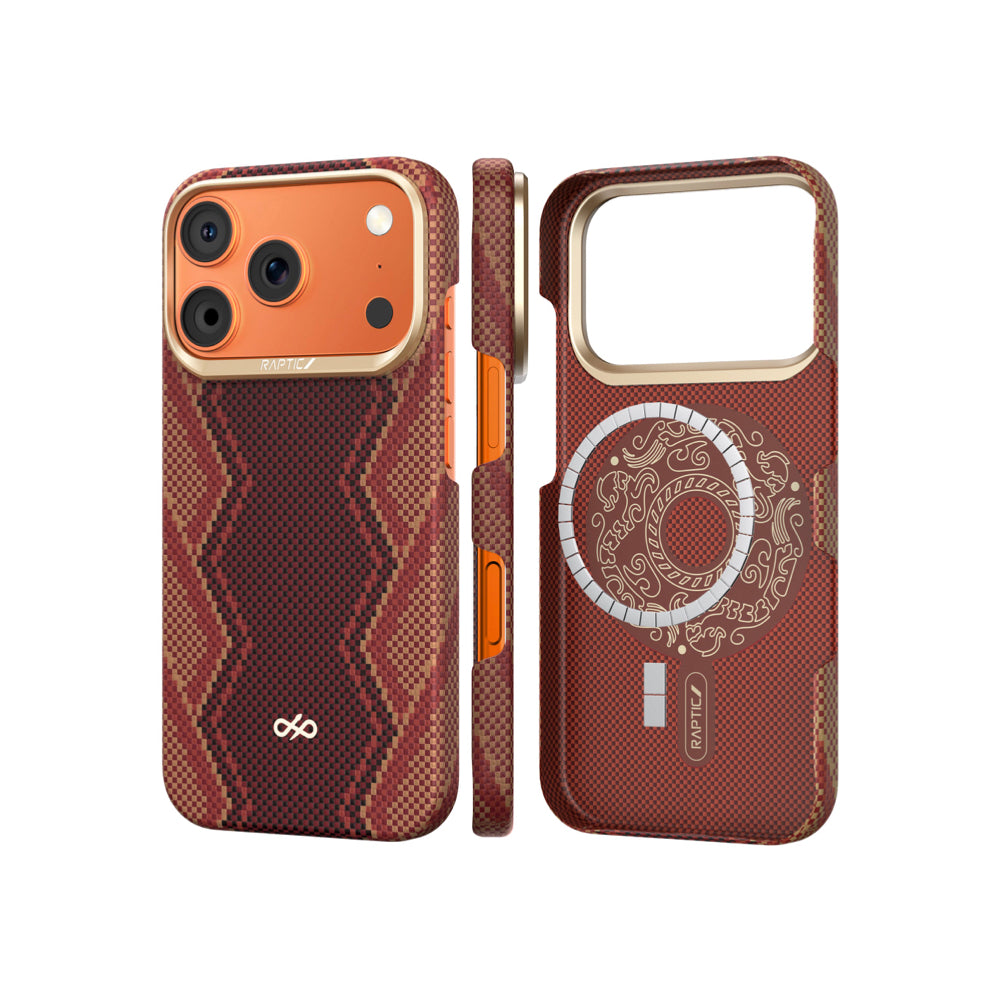 Raptic Aramid Fiber Skin-Bionic Magsafe Case for iPhone 17 Pro Max - Snake