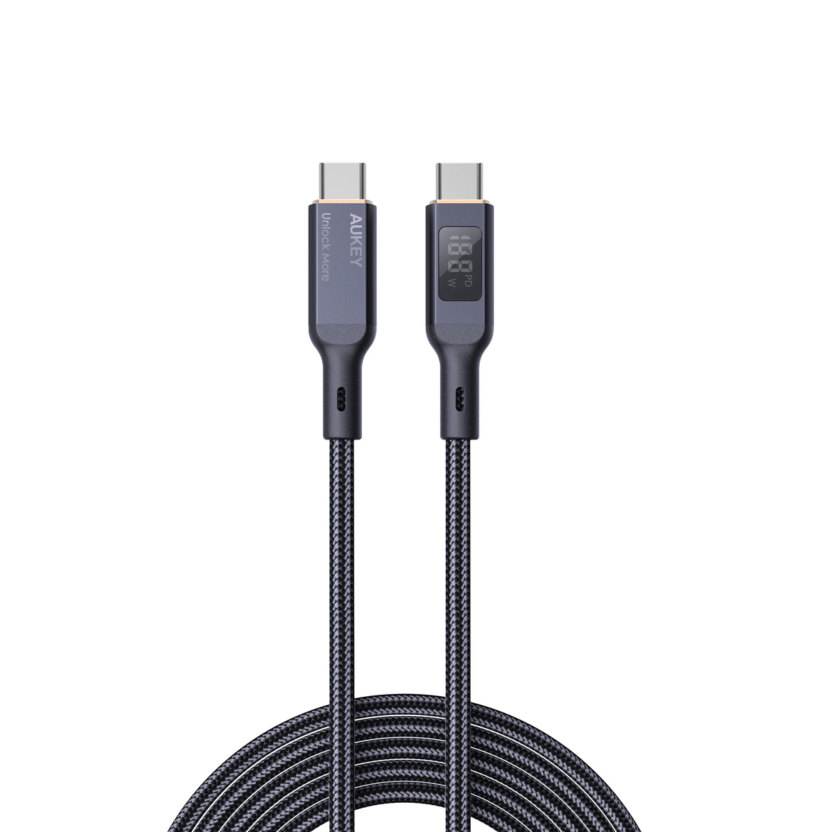 Aukey 1m Nylon Braided USB-C to USB-C Cable with LCD Display
