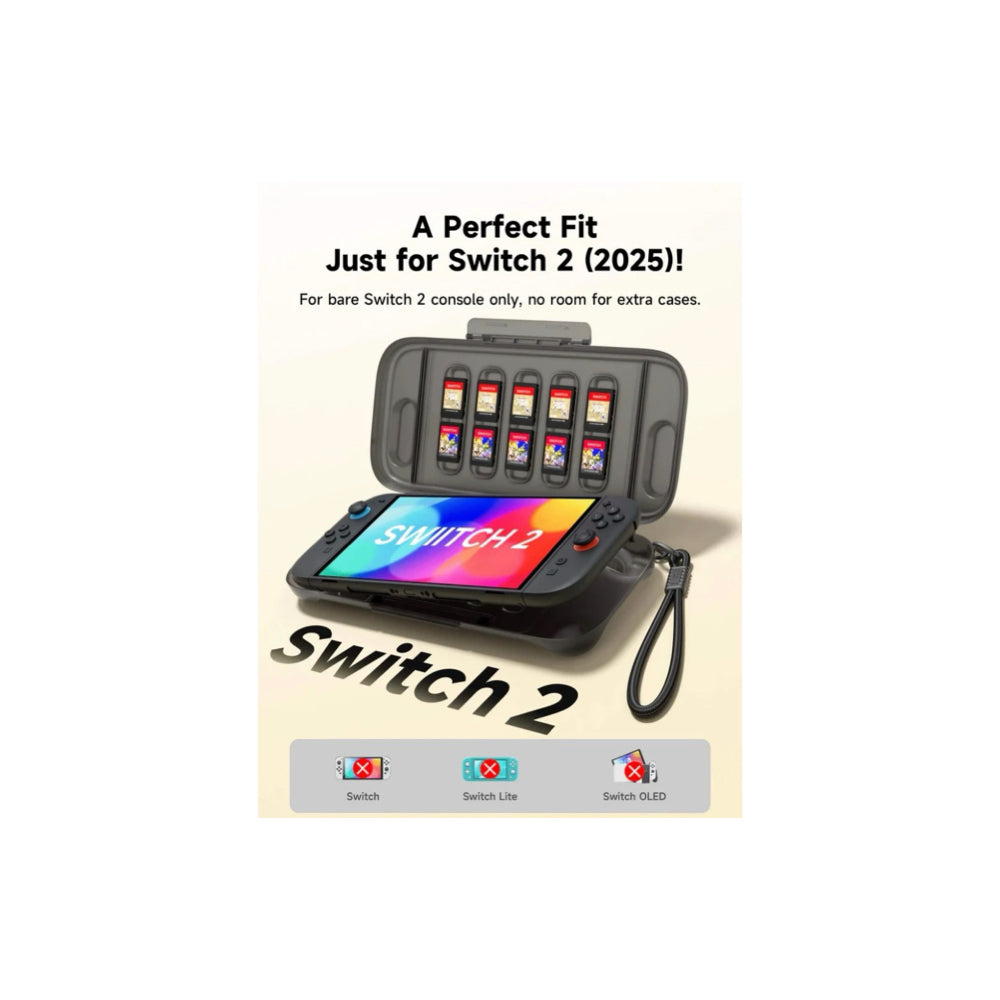 Jsaux Shock-Absorbent Storage Case for Switch 2 (Clear Black)