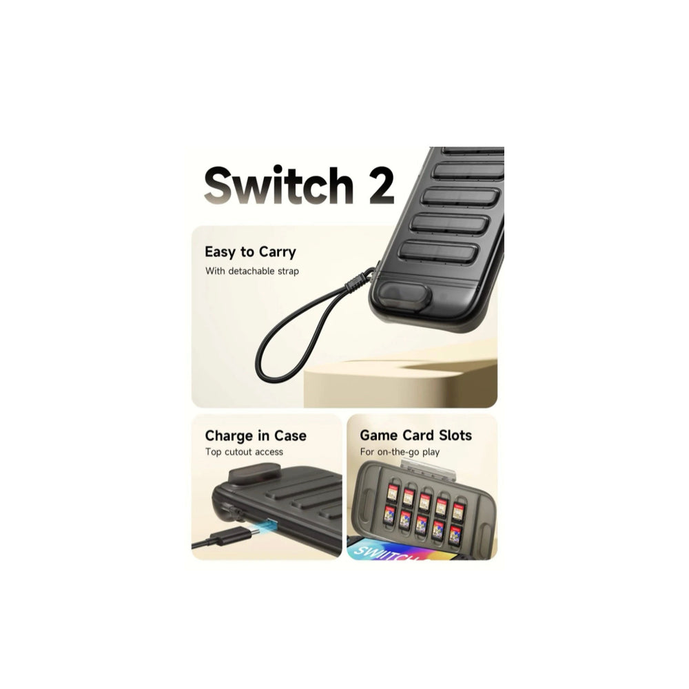 Jsaux Shock-Absorbent Storage Case for Switch 2 (Clear Black)