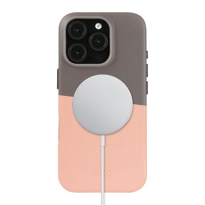 Alto Herring Leather Magnetic Case iPhone 16 Pro - Cement / Pink