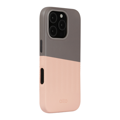 Alto Herring Leather Magnetic Case iPhone 16 Pro - Cement / Pink