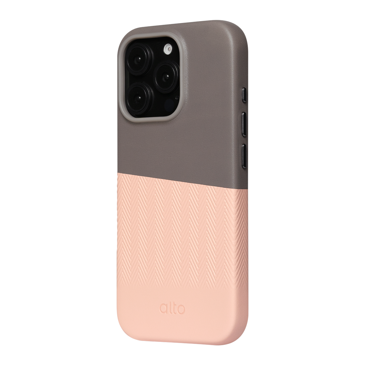 Alto Herring Leather Magnetic Case iPhone 16 Pro - Cement / Pink