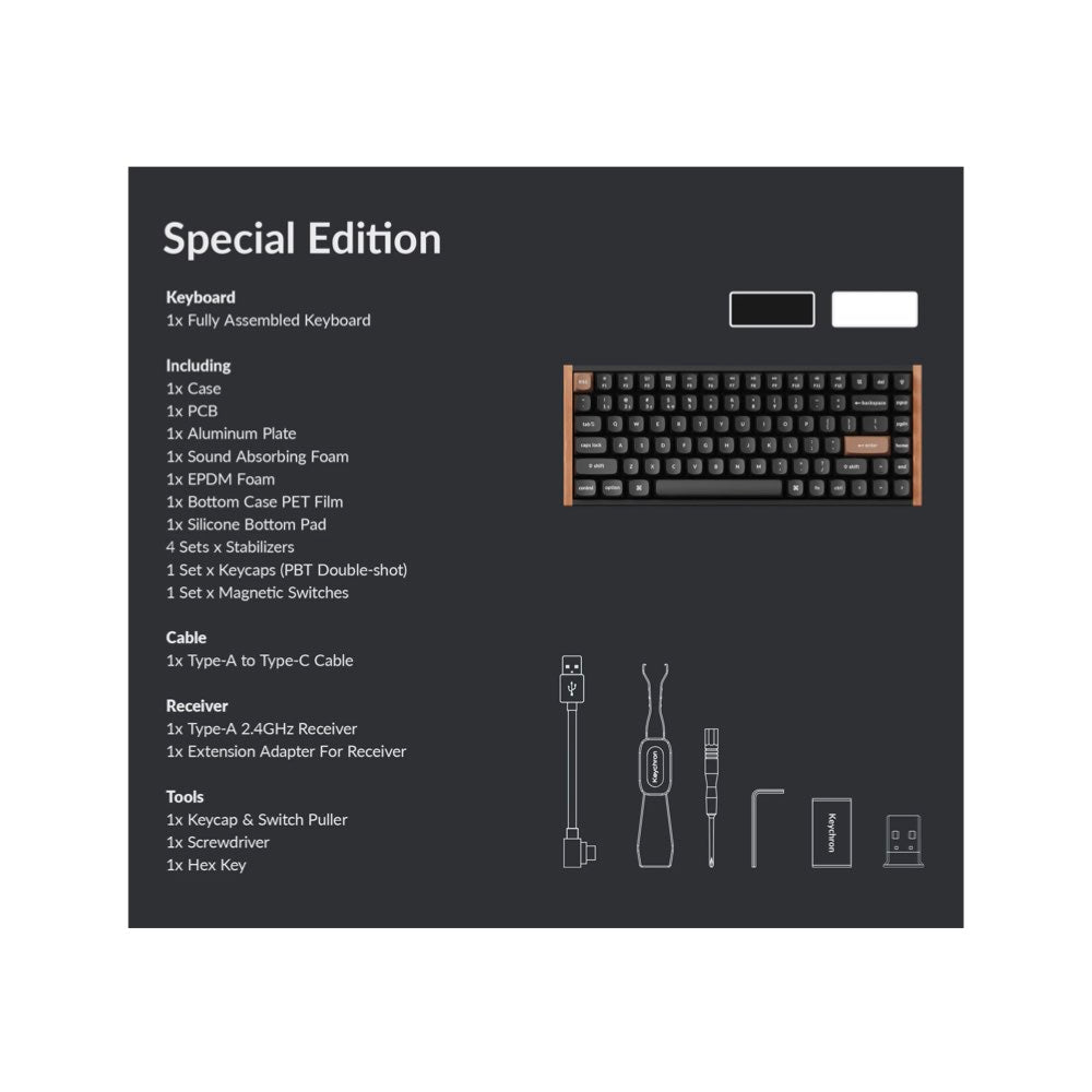Keychron K2 HE ANSI 75% layout 81 Key Assembled RGB Hot-Swap Gateron 2.0 magnetic switch BT/2.4GHz/Wired Hall effect keyboard