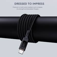 Aukey 1m Nylon Braided USB-C to USB-C Cable with LCD Display