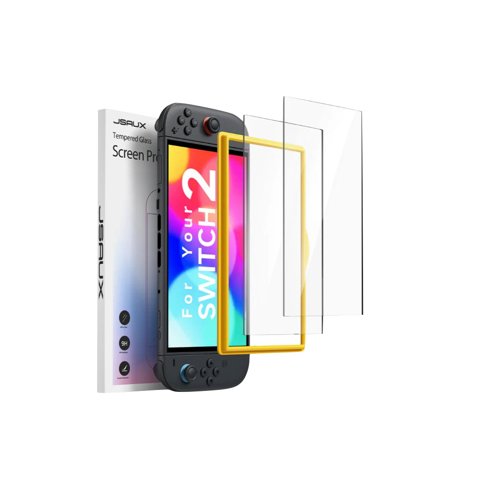 Jsaux HD Tempered Glass Screen Protector for Switch 2(2 PACK) Clear