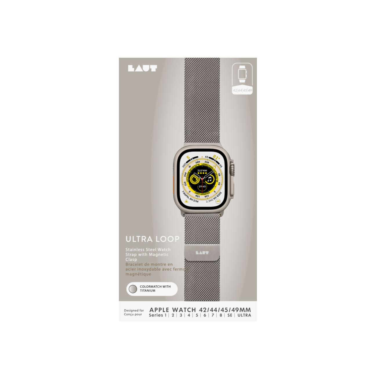 Laut Ultra Loop for Apple Watch Ultra 49mm (Series 3/2/1) - Titanium
