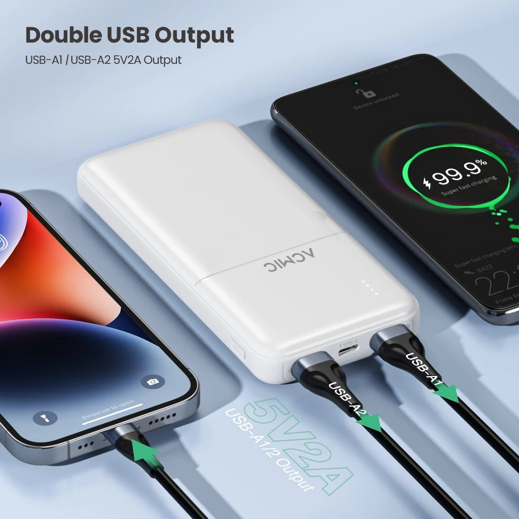 ACMIC 10000mAh powerbank with build-in Type C and Lightning Cable