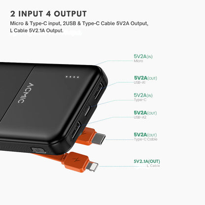 ACMIC 10000mAh powerbank with build-in Type C and Lightning Cable