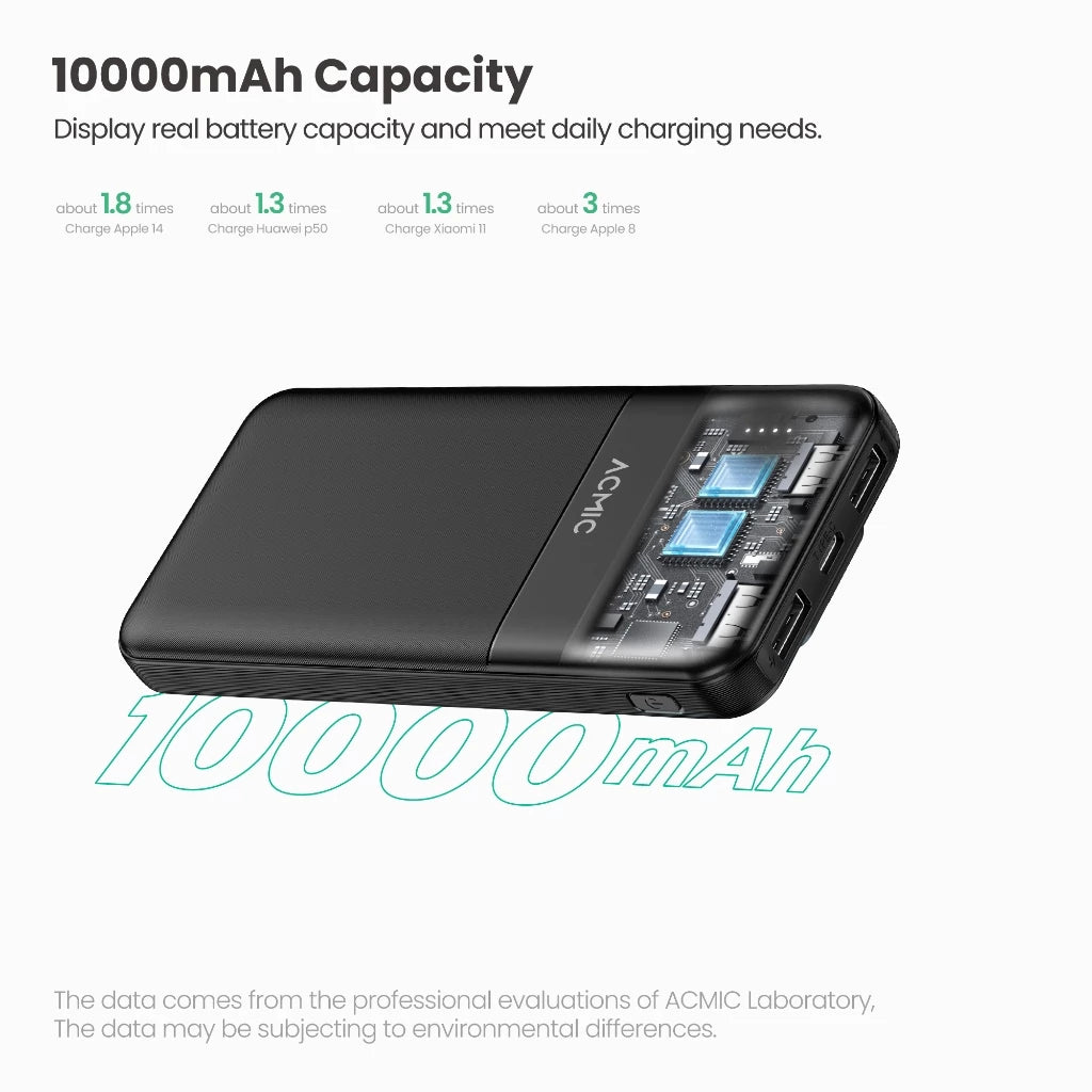 ACMIC 10000mAh powerbank with build-in Type C and Lightning Cable