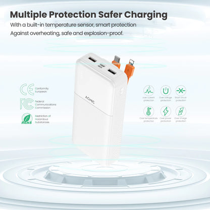 ACMIC 20000mAh powerbank with build-in Type C and Lightning Cable (AP20-06 (W2010C)