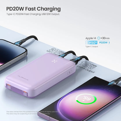 ALPHA 10000mAh powerbank with build-in Type C and Lightning Cable