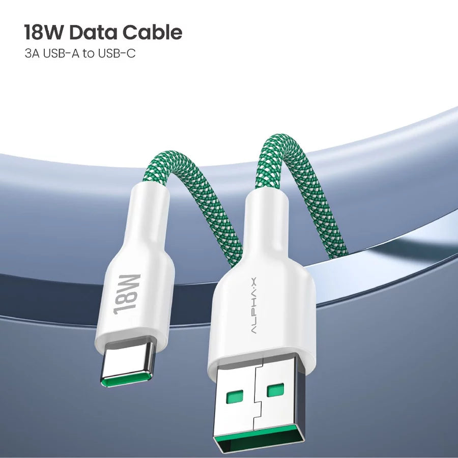 ALPHA Cable USB to Type C - Green (ALUSB-2C (A to C) (30W)