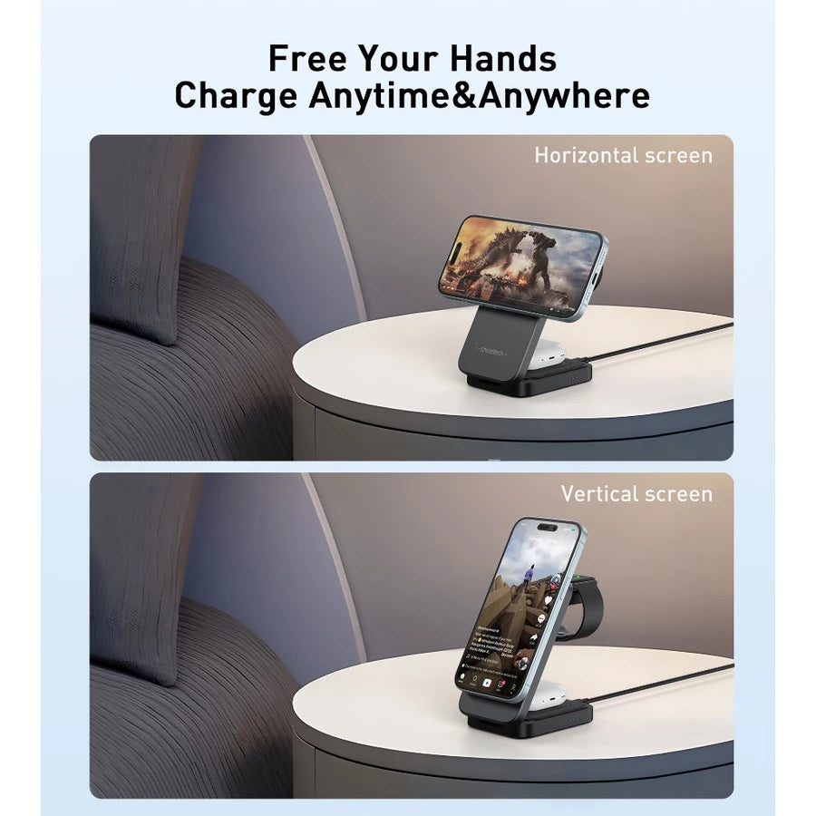 CHOETECH T611-F-CCBK 3-IN-1 MAGNETIC WIRELESS CHARGER