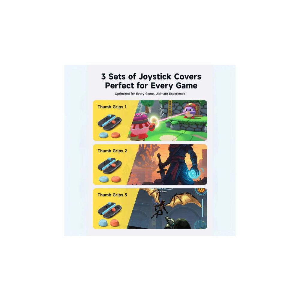 Jsaux Multi-Mode Joystick Cap and Thumb Grip with Lever Guard Set for Switch 2