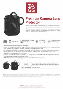 ZAGG Glass Premium Camera Lens Apple iPhone 15 Non Pro Series - Black